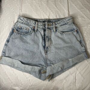 High rise denim shorts